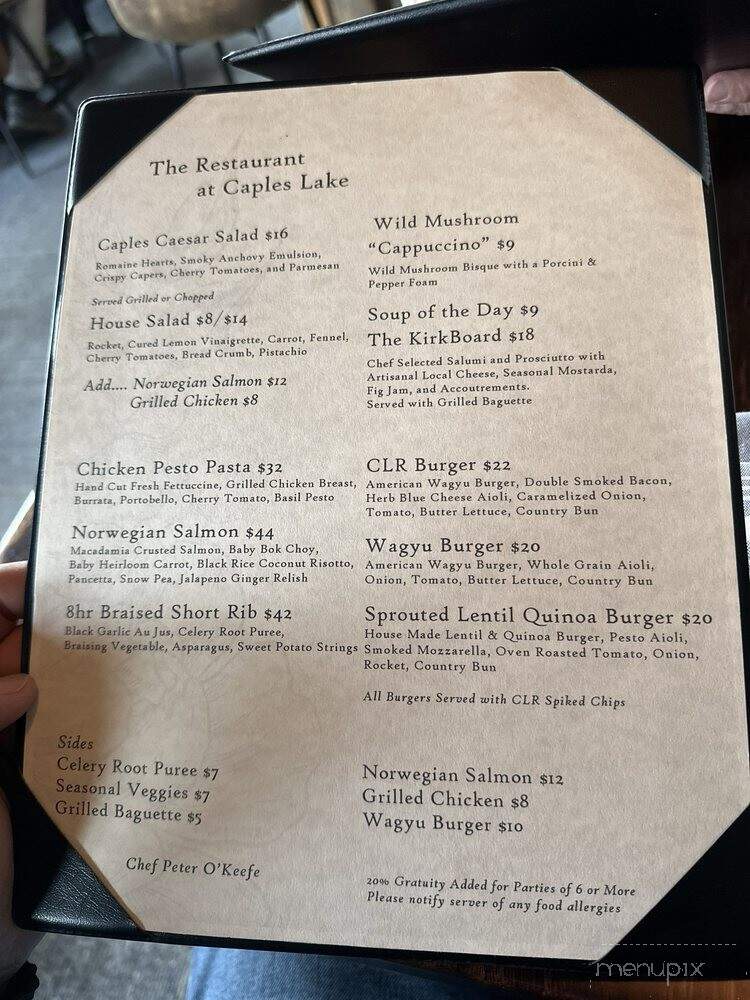 The Restaurant At Caples Lake - Kirkwood, CA menu_pic