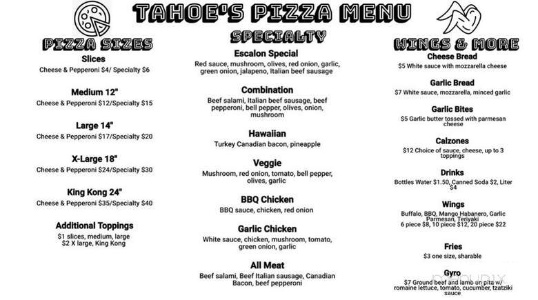 Tahoe's Pizza - Escalon, CA menu_pic