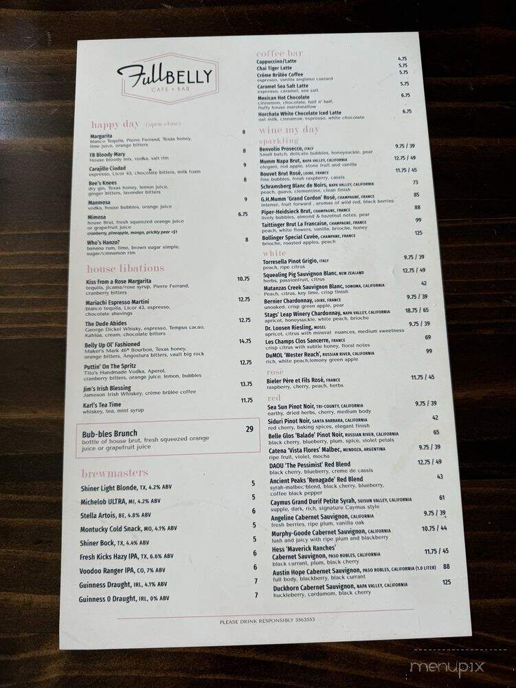 Full Belly - Olmos Park, TX menu_pic