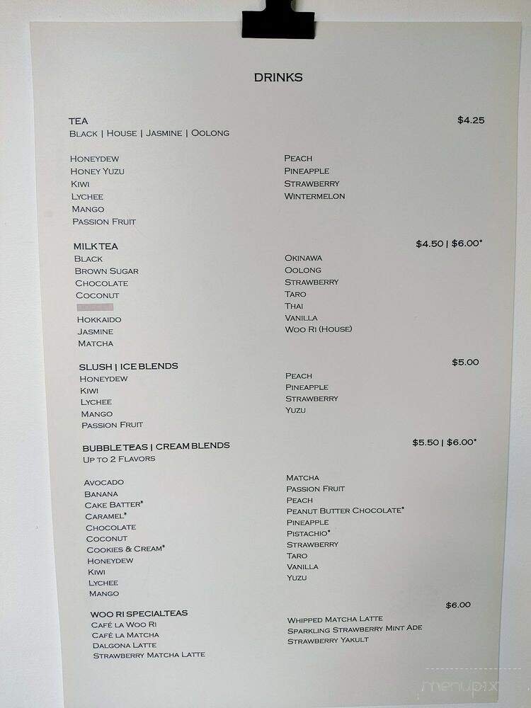 Woo Ri Teahouse - San Antonio, TX menu_pic