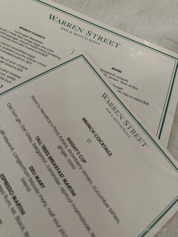 Warren Street Bar & Restaurant - New York, NY menu_pic