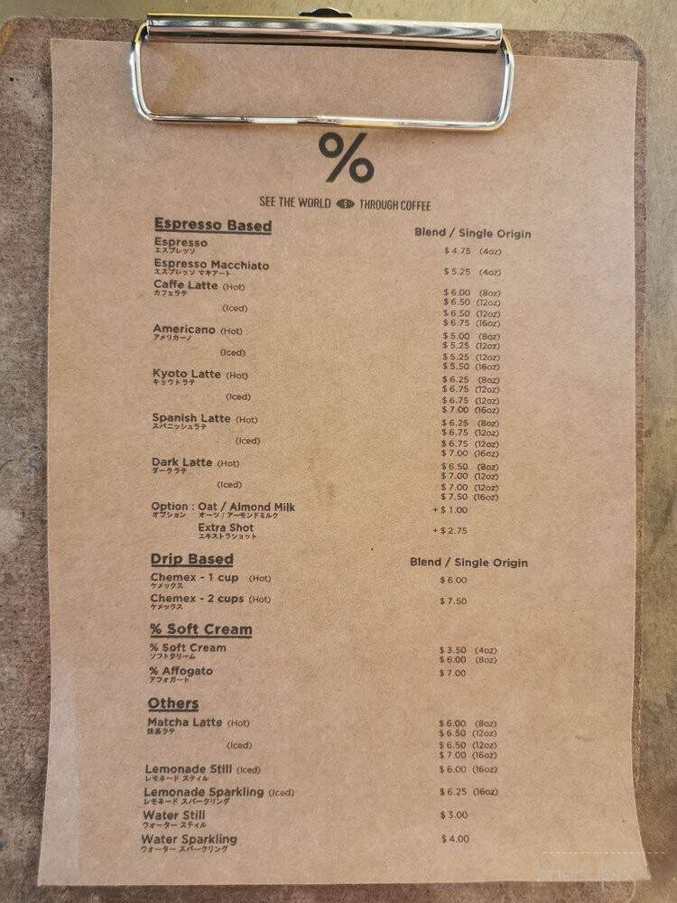 % Arabica - New York, NY menu_pic