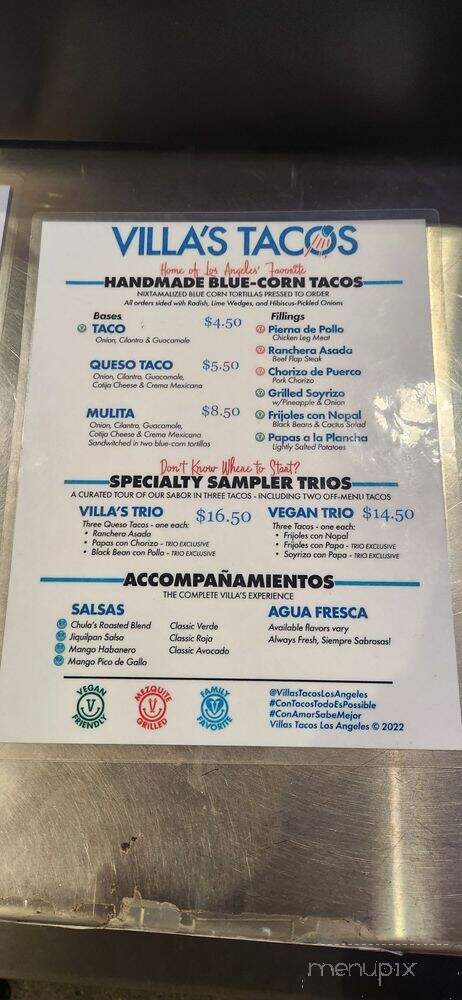 Villa's Tacos - Los Angeles, CA menu_pic