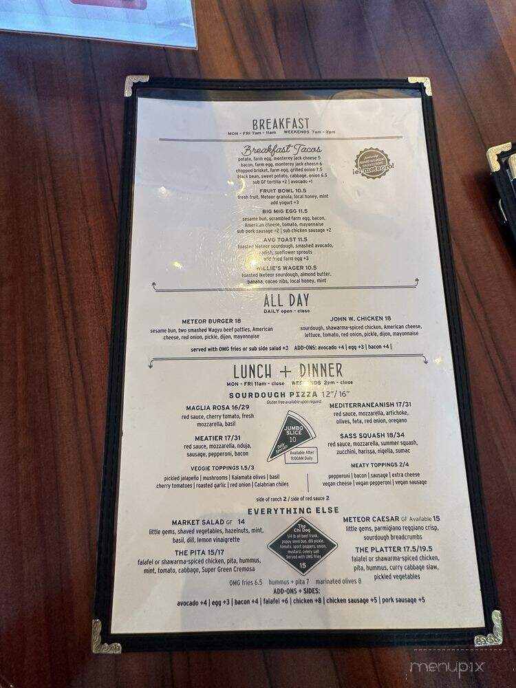 The Meteor - Dallas, TX menu_pic