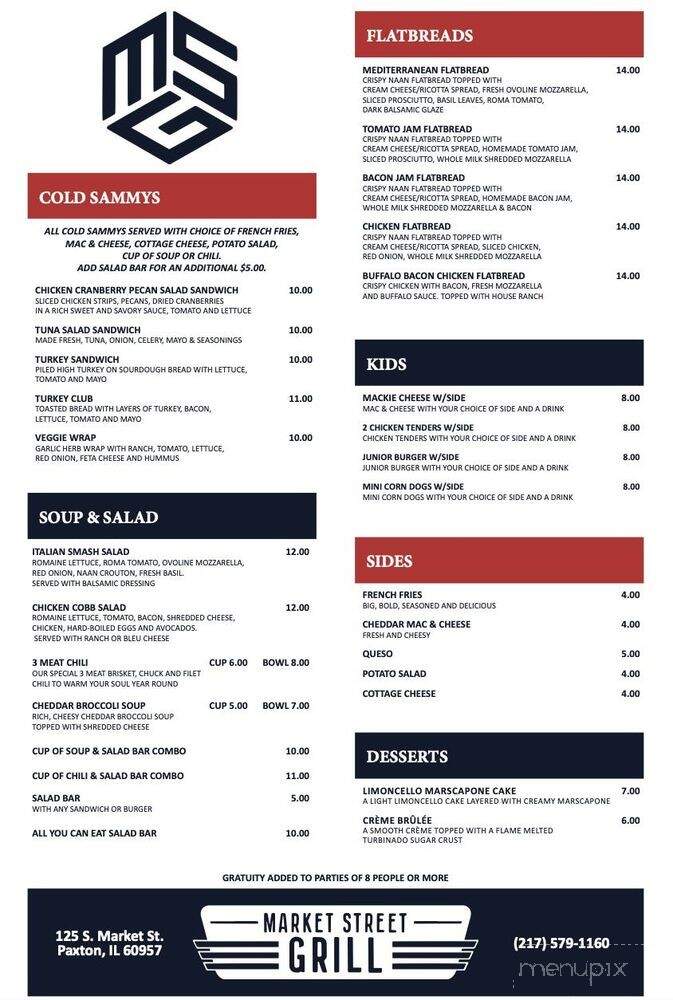 Market Street Grill - Paxton, IL menu_pic