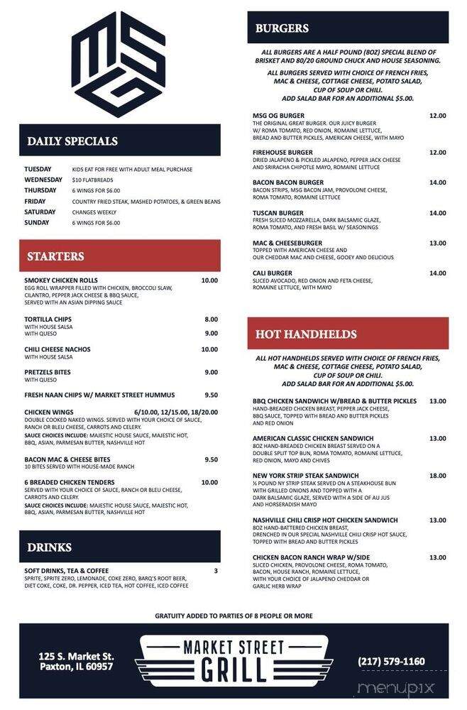 Market Street Grill - Paxton, IL menu_pic