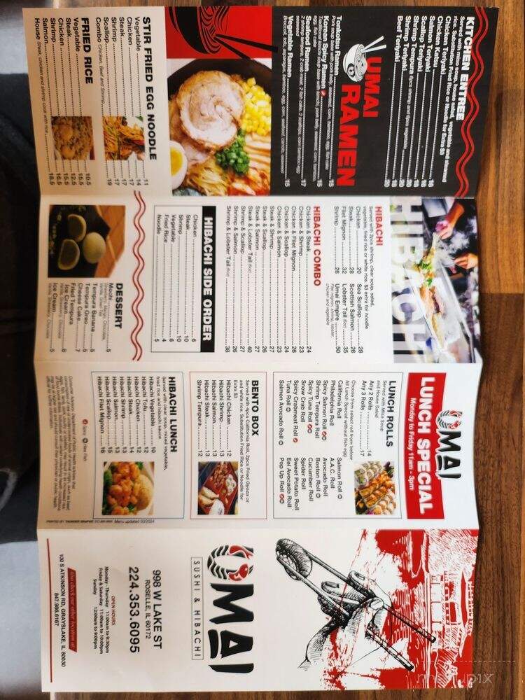 Umai - Roselle, IL menu_pic