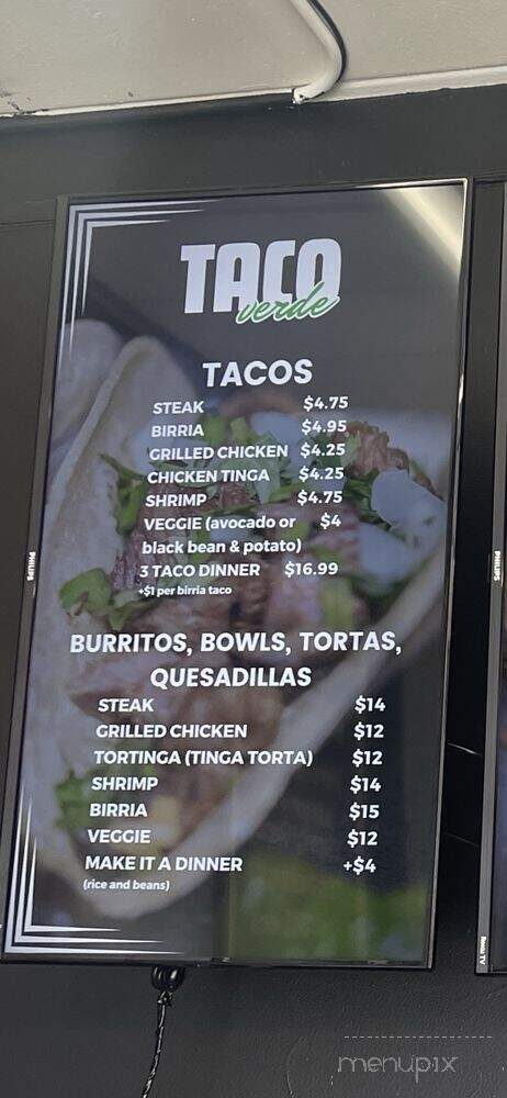 Taco Verde - Glenview, IL menu_pic
