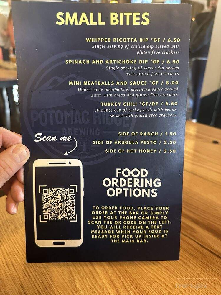 Potomac Ridge Brewing - Sharpsburg, MD menu_pic
