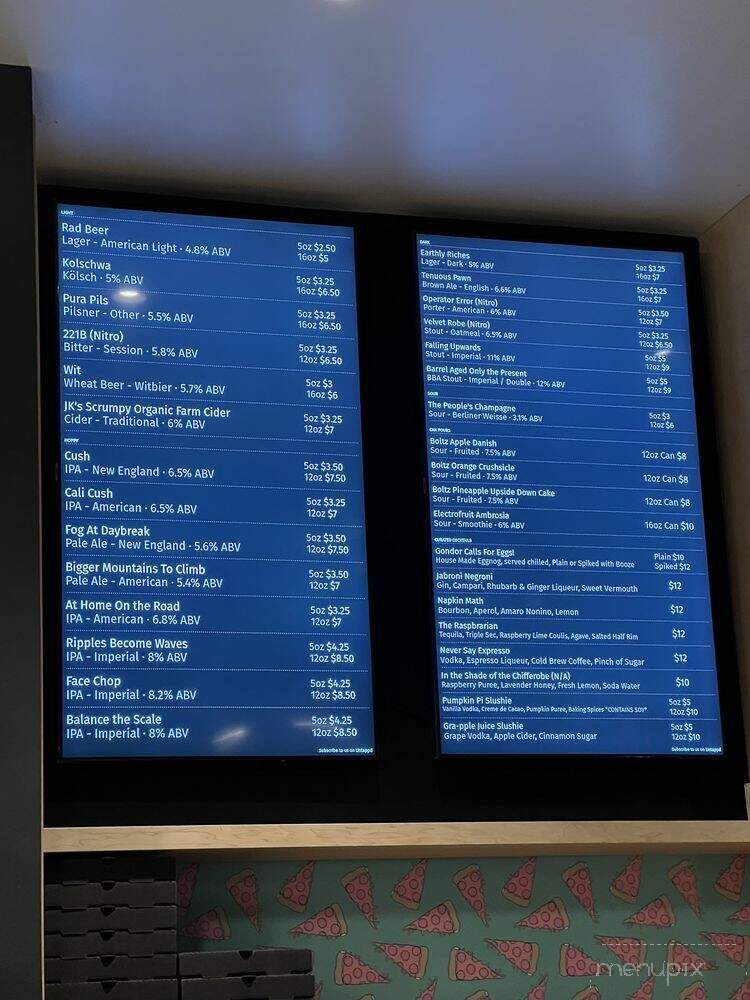 Cushwa and Rad Pies Taproom - Columbia, MD menu_pic