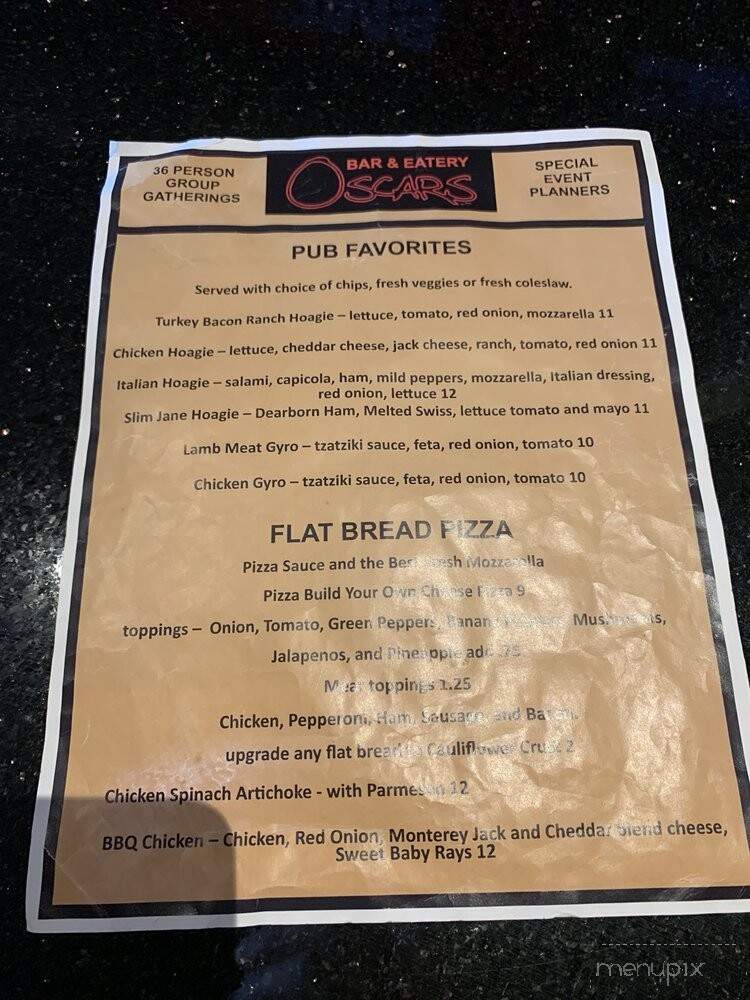 Oscars Bar and Eatery - Sterling Heights, MI menu_pic