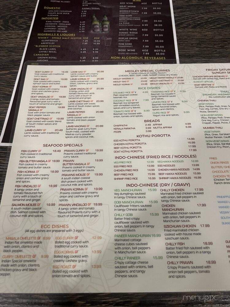 Dosa Paragon - Victoria, BC menu_pic
