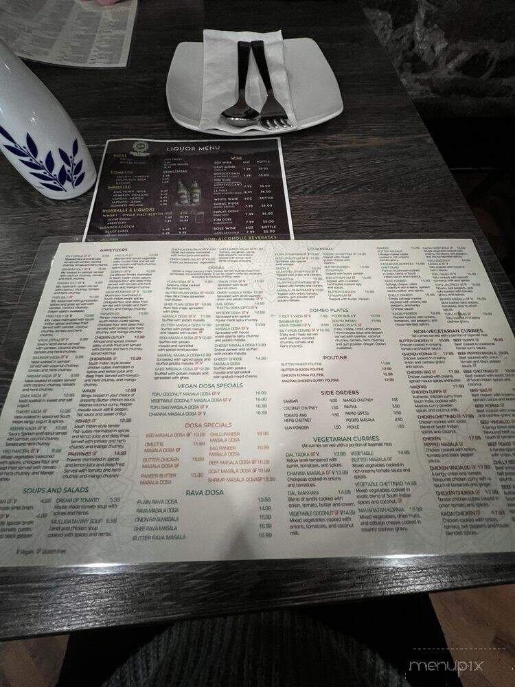 Dosa Paragon - Victoria, BC menu_pic