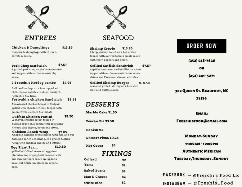 Freschi's Food - Beaufort, NC menu_pic