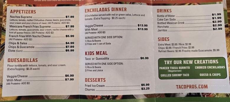 Taco Pros - Mequon, WI menu_pic