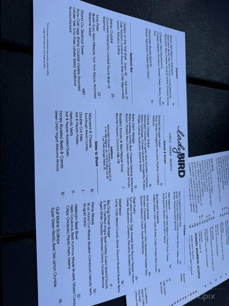 Lady Bird - Saugatuck, MI menu_pic