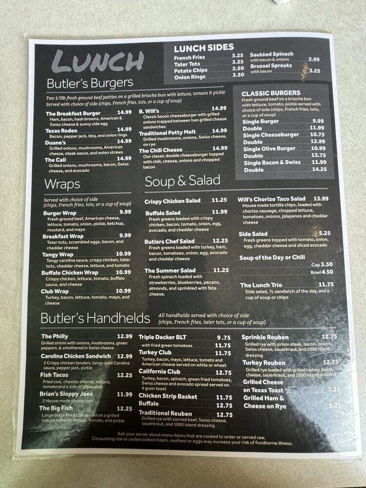 Butler's Breakfast and Lunch - Kalamazoo, MI menu_pic