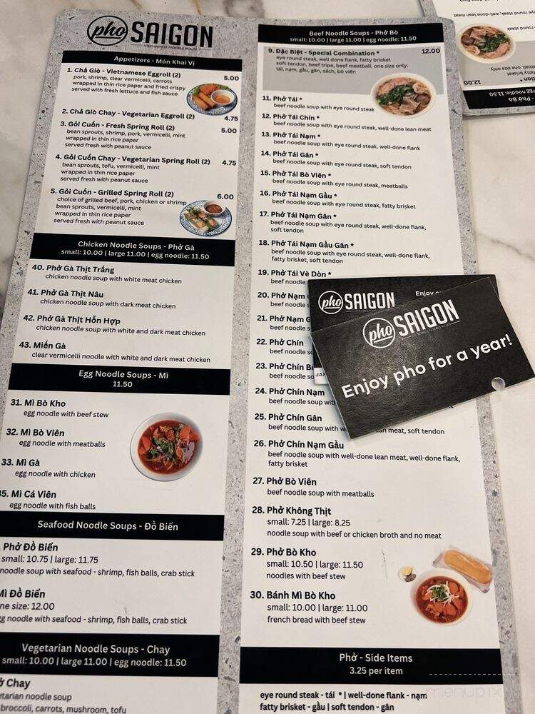Pho Saigon - Richmond, TX menu_pic
