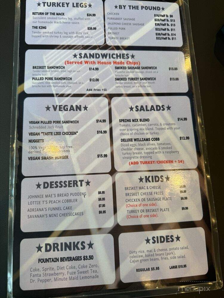 Williams Smokehouse BBQ & Blues - Sugar Land, TX menu_pic