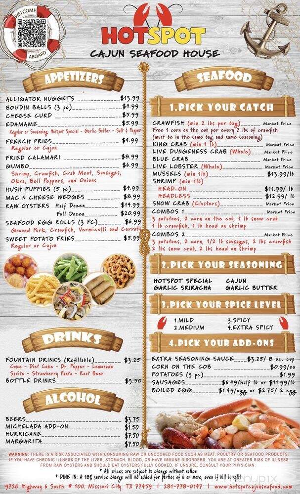Hot Spot Cajun Seafood House - Missouri City, TX menu_pic