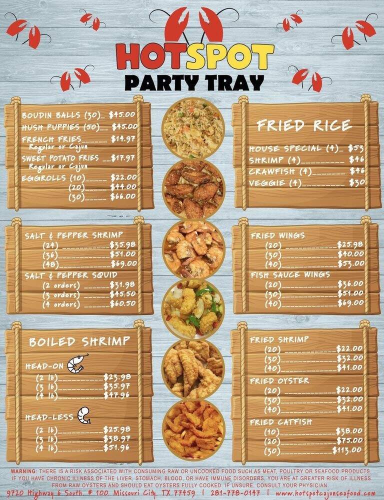 Hot Spot Cajun Seafood House - Missouri City, TX menu_pic