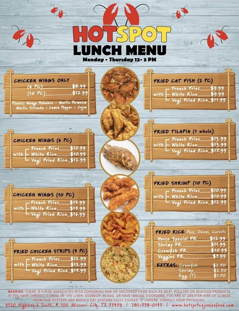 Hot Spot Cajun Seafood House - Missouri City, TX menu_pic