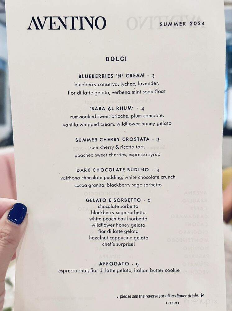 Aventino - Bethesda, MD menu_pic
