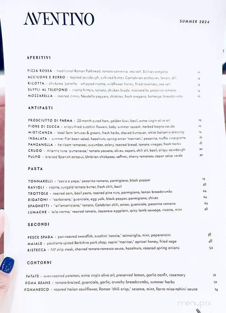 Aventino - Bethesda, MD menu_pic