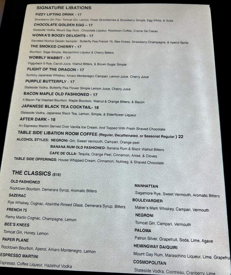 The Libation Room - Rehoboth Beach, DE menu_pic