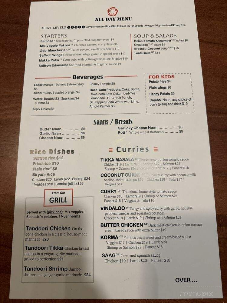 Saffron Indian Fusion Flair - Littleton, CO menu_pic