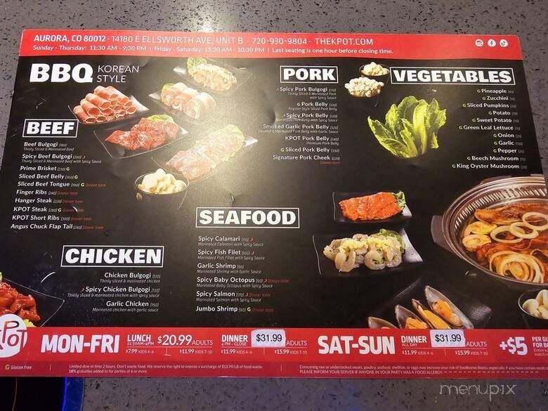 KPOT Korean BBQ & Hot Pot - Aurora, CO menu_pic