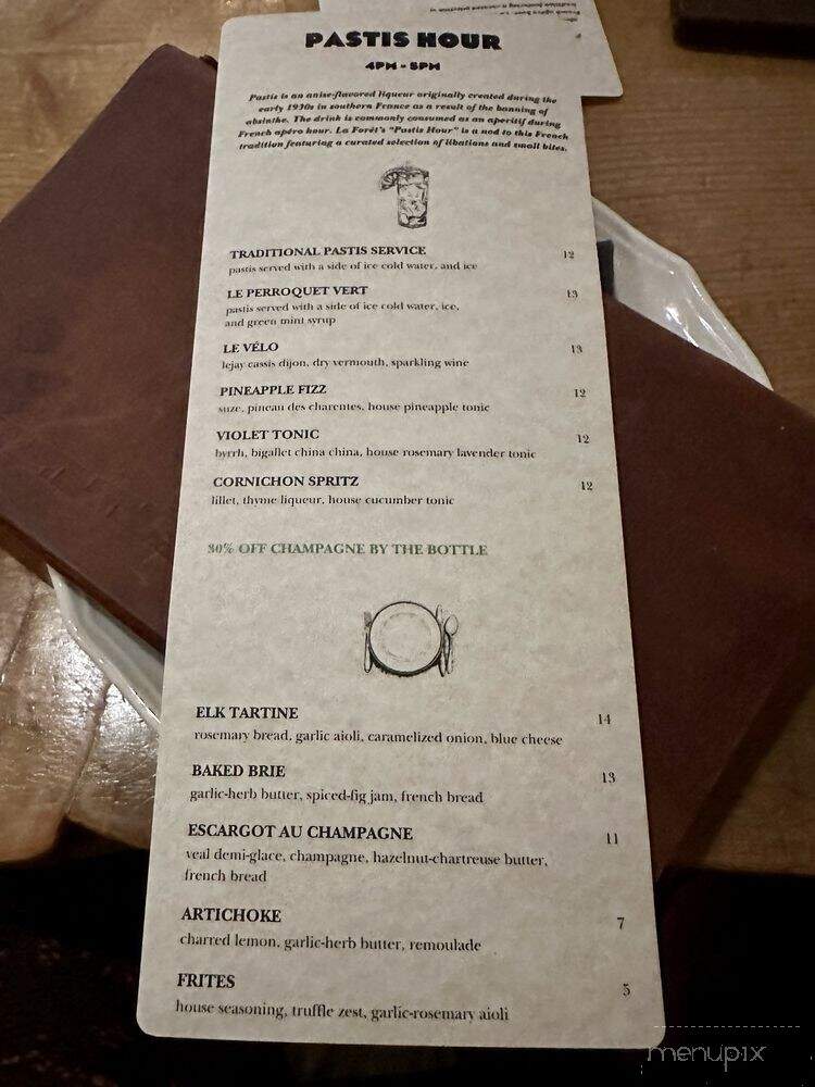 La Foret - Denver, CO menu_pic