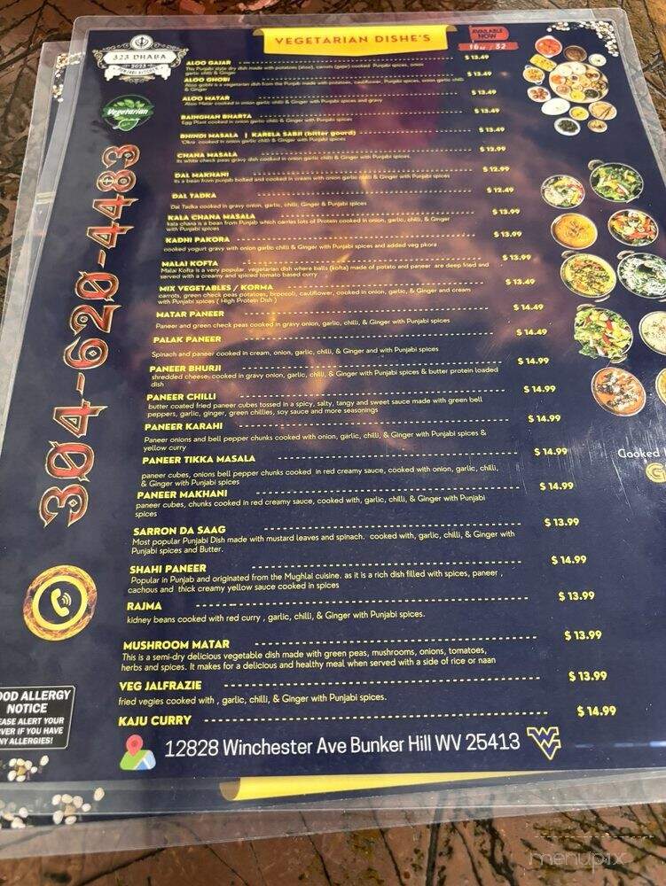 323 Dhaba - Bunker Hill, WV menu_pic