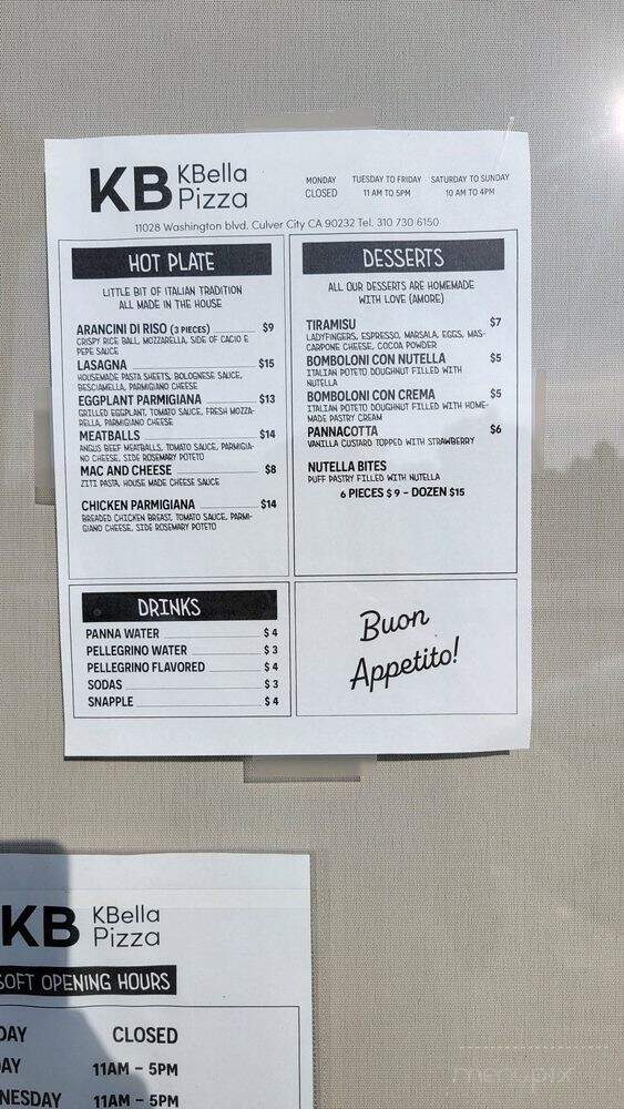 KBella Pizza - Culver City, CA menu_pic