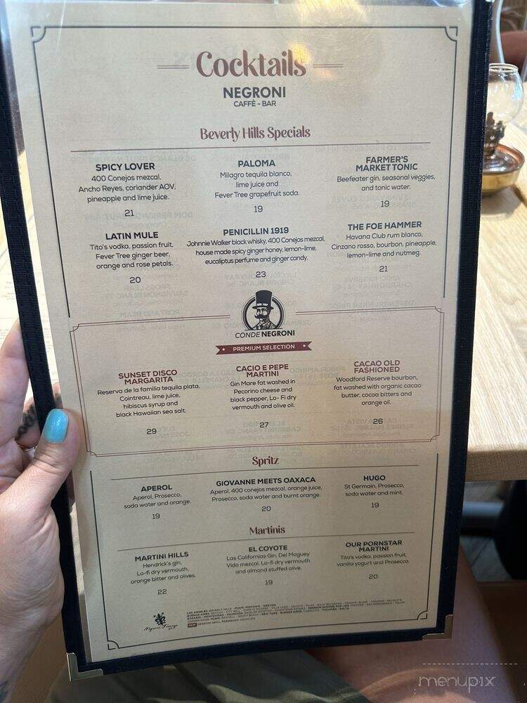 Negroni - Beverly Hills, CA menu_pic