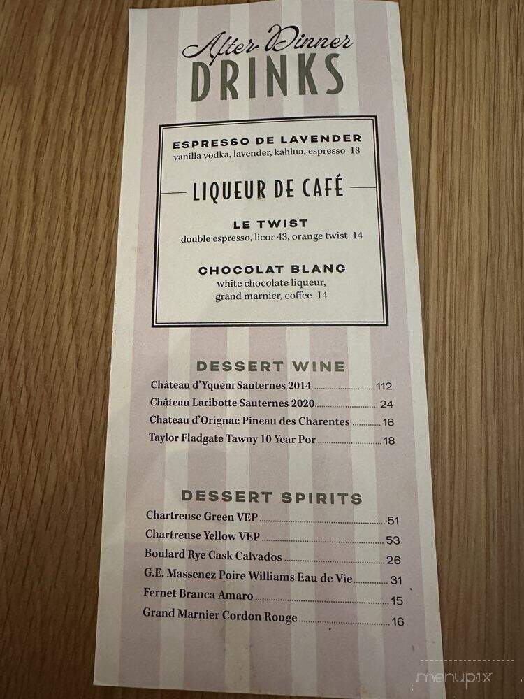 La Serre - Chicago, IL menu_pic