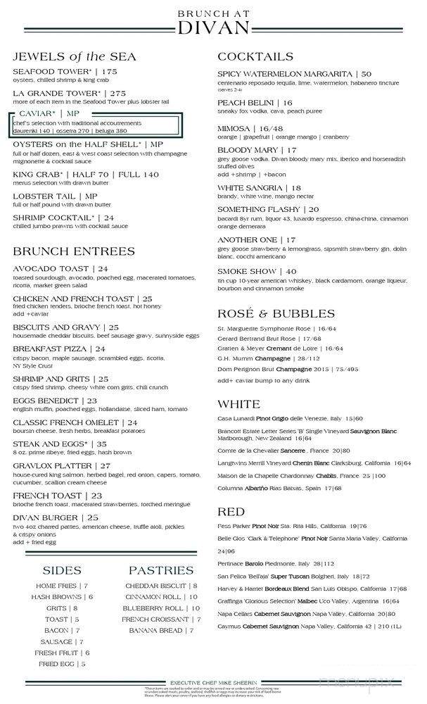 Divan - Chicago, IL menu_pic
