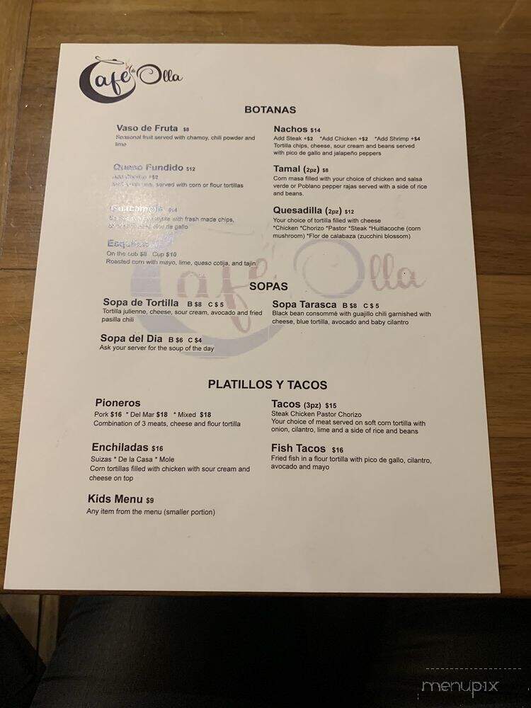 Cafe de Olla - Royal Oak, MI menu_pic