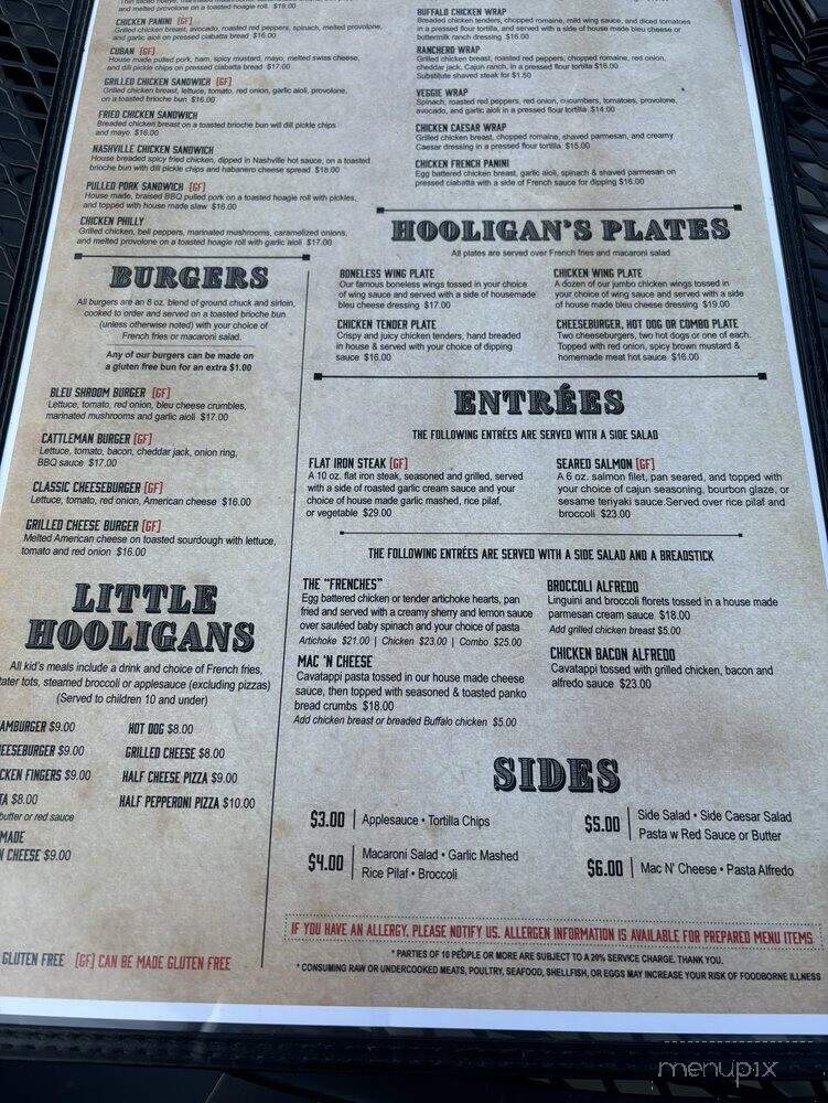 Hooligans Eastside Grill - Macedon, NY menu_pic