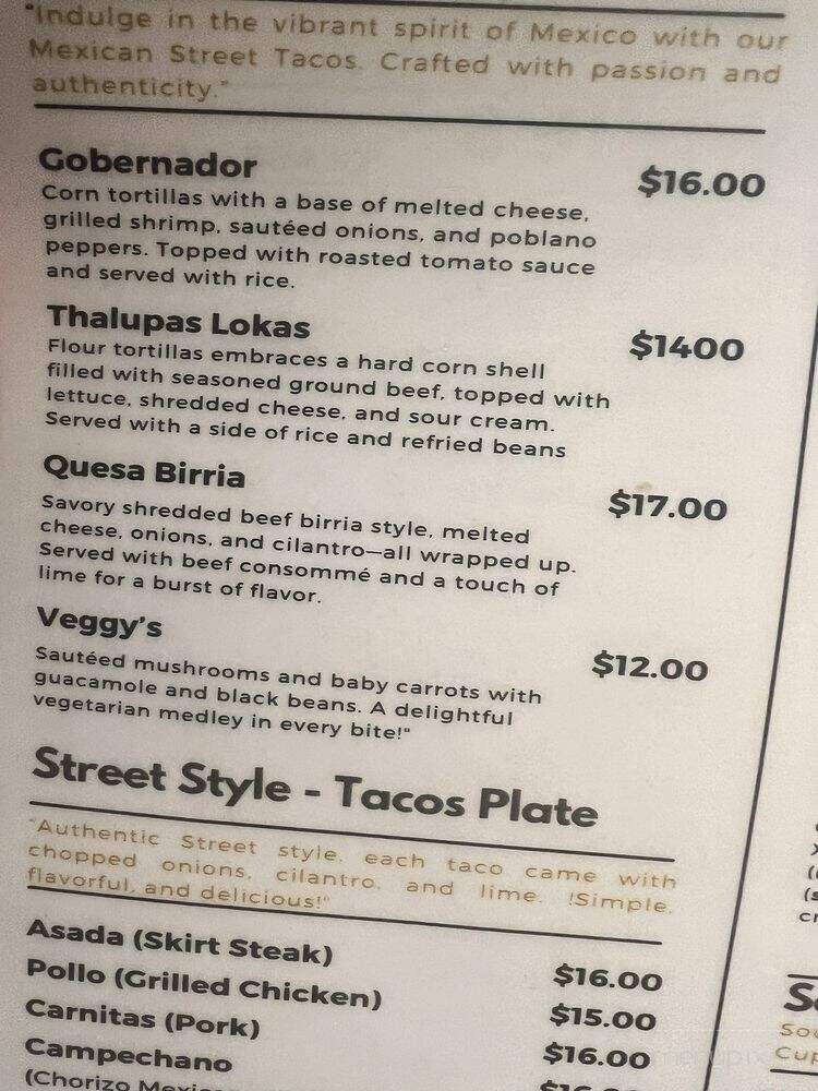 Tlahcos - Plainfield, IN menu_pic