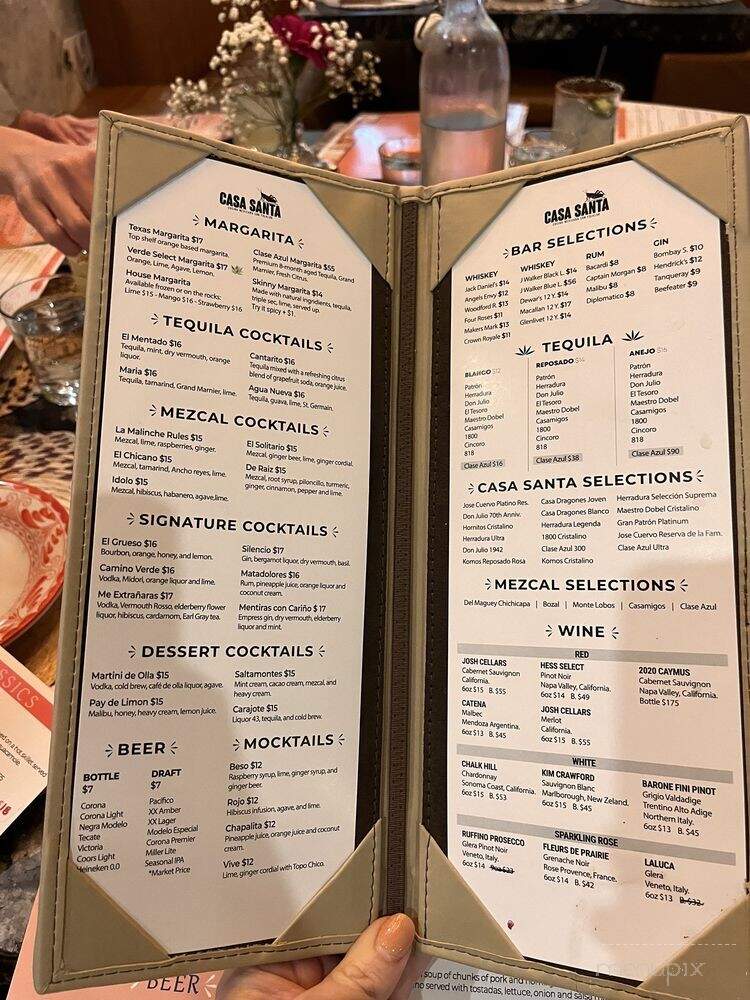 Casa Santa - Noblesville, IN menu_pic