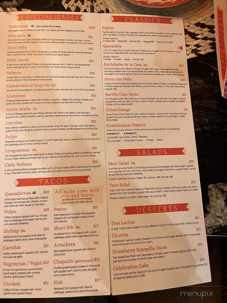 Casa Santa - Noblesville, IN menu_pic
