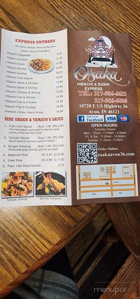 Osaka Hibachi & Sushi Express - Avon, IN menu_pic