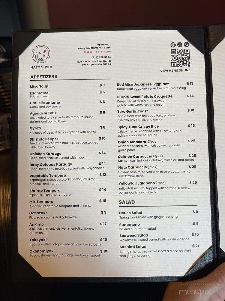 Hato Sushi - Los Angeles, CA menu_pic