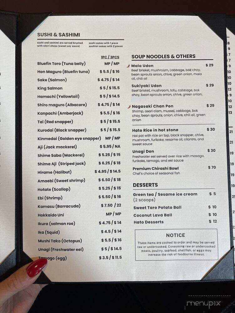 Hato Sushi - Los Angeles, CA menu_pic