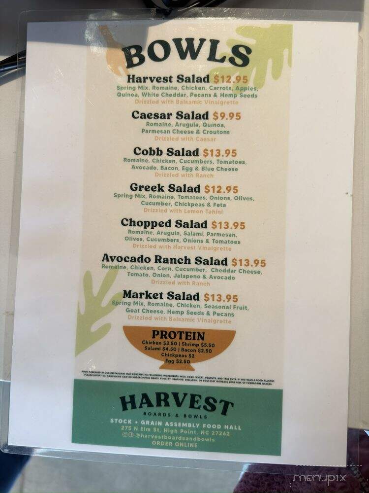 Harvest Boards and Bowls - High Point, NC menu_pic