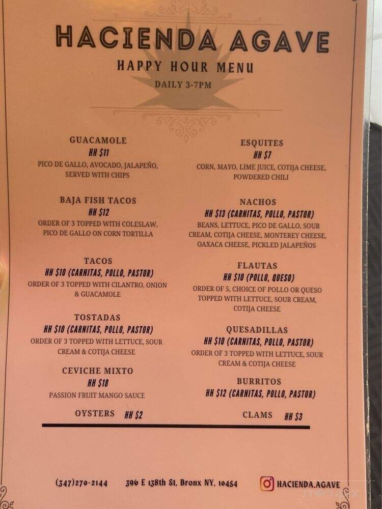Hacienda Agave - Bronx, NY menu_pic