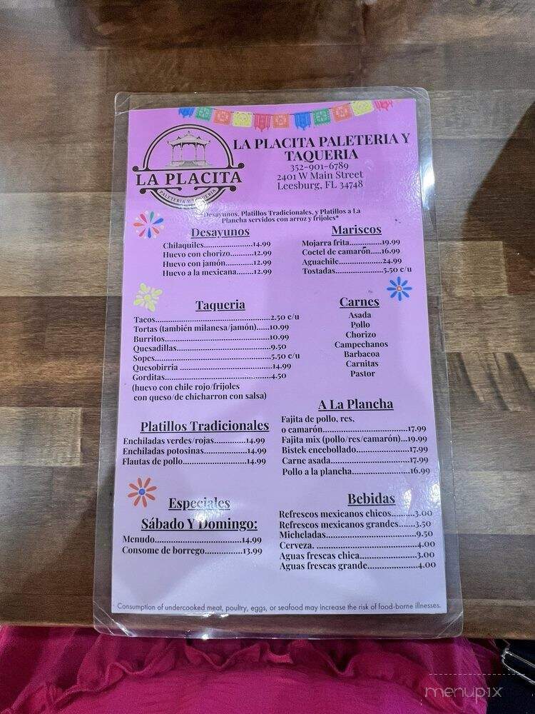 La placita Paleteria Y Taqueria - Leesburg, FL menu_pic