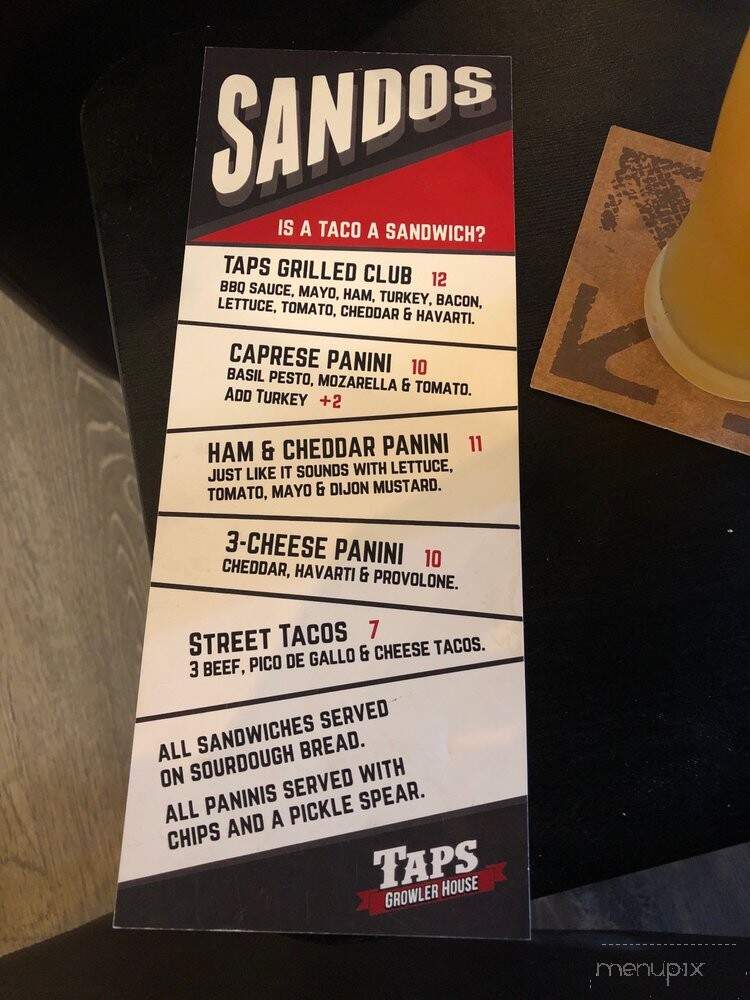 Taps Growler House - Vancouver, WA menu_pic