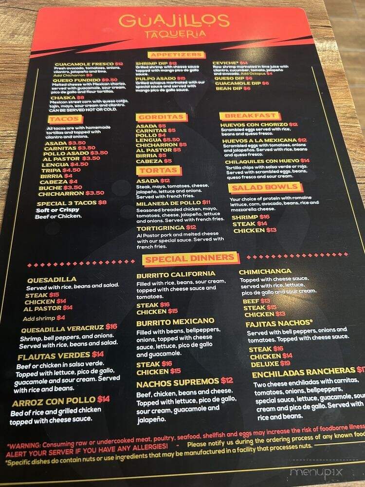 Guajillos Taqueria - DeLand, FL menu_pic